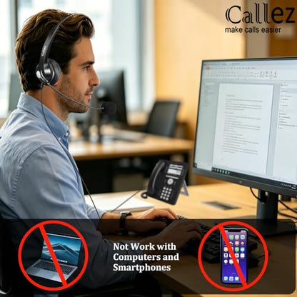 Callez Telephone Headset for Grandstream Avaya Panasonic Snom Ooma Phones - color: Silver