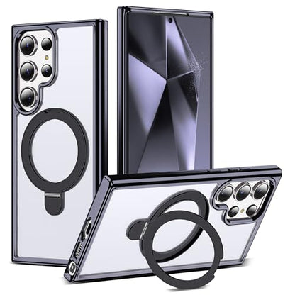 Clear Case for Samsung Galaxy S24 Ultra with Stand 6.8",Black - color: Black, size: Samsung Galaxy S24 Ultra