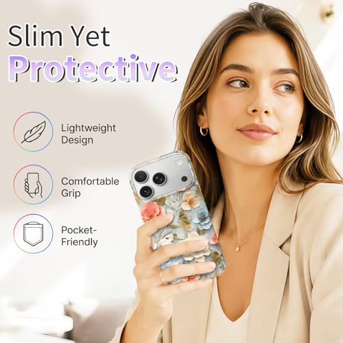 Case Compatible with iPhone 17 Pro Max, 2025 Anti-Yellow Ultra Transparent Soft TPU Phone Case, Shockproof Anti-Slip Slim Lightweight Full Coverage Protective (Flowers 1) - color: Flowers 1