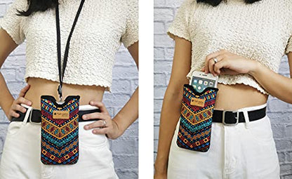 Tainada Neoprene Cell Phone Sleeve Case with Belt Loop Holster (Folk Style) - color: Folk Style