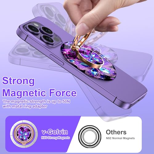 Magnetic Phone Ring Holder for MagSafe Grip,[Super Magnet],Stylish 360° Rotation Cell Phone Grip Stand Finger Ring Kickstand for iPhone 17 16 15 14 Pro Max,iPad and Smartphones,Butterfly - color: Butterfly