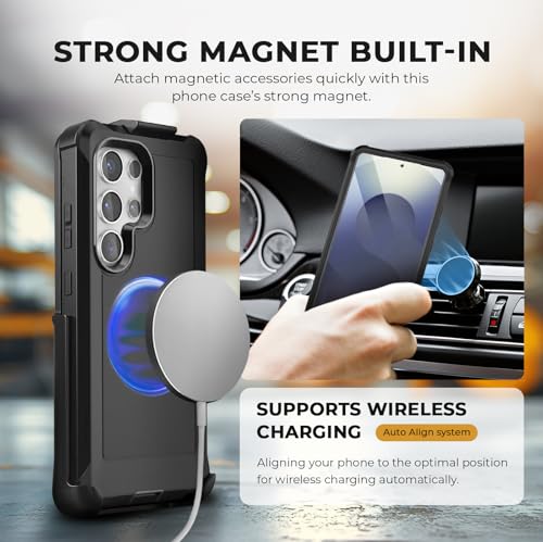 MOTIVE Heavy Duty Case for Samsung Galaxy s25 Ultra, Belt Clip | 6.9" | Bunker Series, Military Grade Multi-Layer Protection, PC/TPU Build, Sealed Port Cover, Compatible with MagSafe Qi2 Charging - size: s25 Ultra