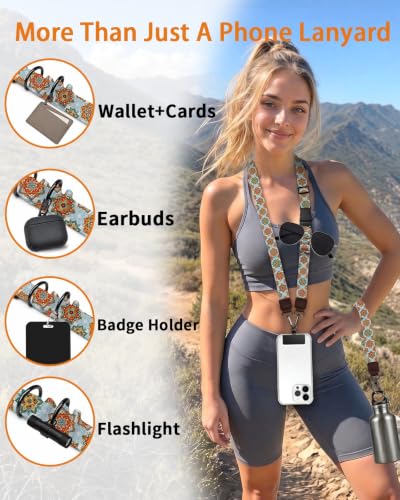 Boho Mandala Phone Lanyard Crossbody Wrist Neck Strap Women - color: Bohemian Mandala