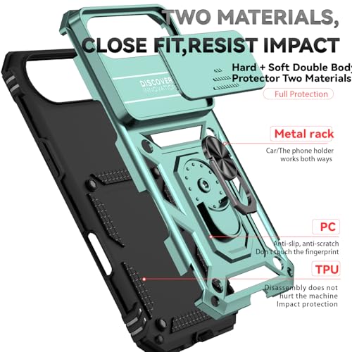 for iPhone Air Case, with Slide Camera Cover HD Screen Protector [Military Grade 16ft. Drop Tested] Ring Holder Kickstand Protective Phone Case for Apple iPhone Air 2025, Dark Green - color: Dark Green w/ Slide Camera 2nd gen. Military Grade