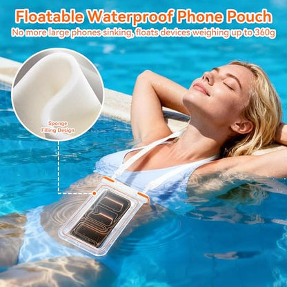 Waterproof Phone Pouch, IPX8 Floating Case up to 7.1" | Touchscreen TPU Window, 4-Chamber Airbag, Lanyard, for iPhone 17/16/15/14Pro Max, Samsung S24/25 Ultra, Beach, Cruise & Kayak - color: WHITE 1PACK