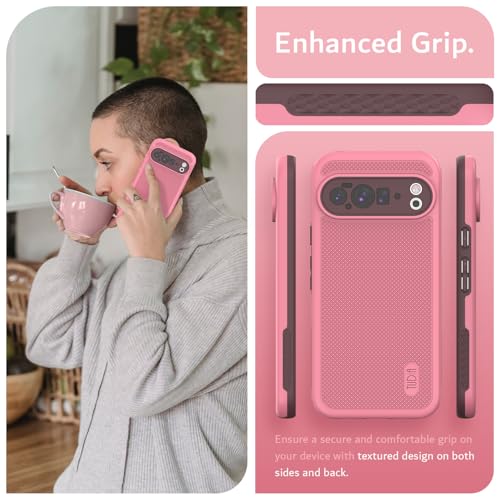 TUDIA MergeGrip [Military Grade] Cases for Google Pixel 10 Pro XL (2025), [Drop Tested] Dual-Layer Shockproof Rugged Slim Anti-Slip Heavy Duty Protective Phone Case Pixel Pro 10 XL Cover – Smokey Pink - color: Smokey Pink, size: Pixel 10 Pro XL