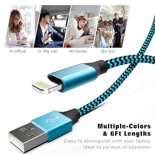 SHUSEL USB Lightning Cable,MFi Certified iPhone Charger Cord (3-Pack,6FT) - size: 6FT