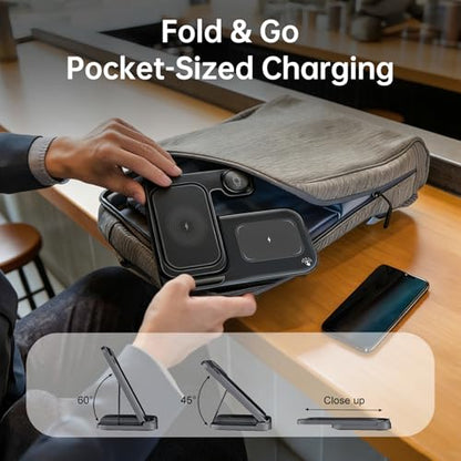 [Qi] 3 in 1 Charging Station for iPhone, 21W Wireless Charging Station, Stand Multiple Devices for Apple, for iPhone 17 16 15 14-8 Pro Max, Watch, AirPods 4 3 Pro, Nightstand, Desk, Trip, Gift