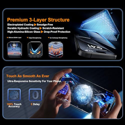 OneFish for iPhone 15 Pro Max Tempered Glass Screen Protector, Auto Dust-Elimination Installation, Easy Installation, Dynamic Island Compatible, Bubble Free, HD Clear - size: iPhone 15 Promax - HD Clear