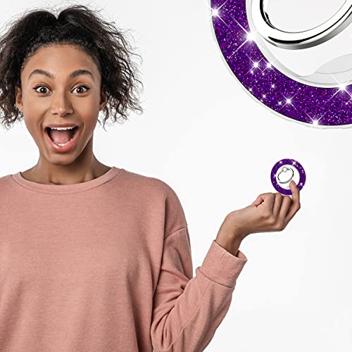 Magnetic Phone Ring Holder for magsafe, Glitter Magnetic Grip Compatible with iPhone 17 16 15 14 13 12 Pro max,Pro,Plus,Mini,Pixel 10 Series Mag Safe Accessories Kickstand,Deep Purple - color: Deep Purple
