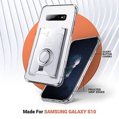 Shields Up for Samsung Galaxy S10 Case with Card Holder Stand, Clear - color: Clear, size: Galaxy S10