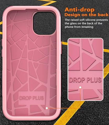 Diverbox for iPhone 15 Pro Case [Shockproof] [Dropproof] [Tempered Glass Screen Protector ],Heavy Duty Protection Phone Case Cover for Apple iPhone 15 Pro 6.1 inch (Pink) - color: Pink