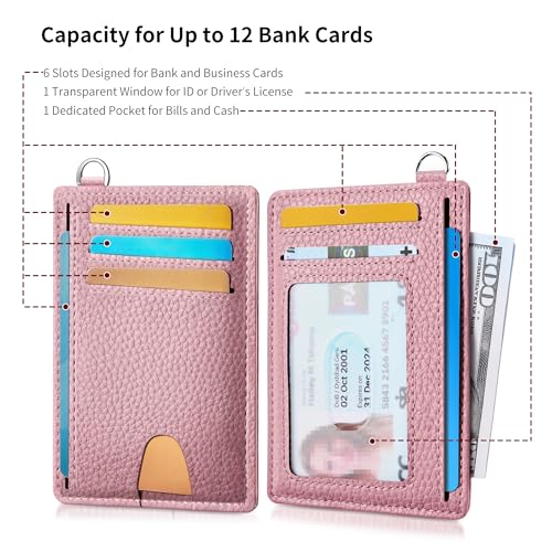 Mayski Slim Wallet, Credit Card Holder for Women, Minimalist Front Pocket RFID Blocking Card Cases, Small Wallet Women Men(Litchi Pink) - color: Litchi Pink