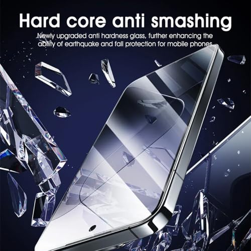 Screen Protector Privacy for iPhone 14Pro/15/16, Anti-Spy Tempered Glass Private, Edge Protection Screen Protector with Installation Frame, 9H Glass Scratch Resistant,3Pack