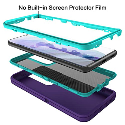 MXX Case Compatible with Galaxy S21 Ultra Case, 3-Layer Super Full Heavy Duty Body Bumper Cover/Shock Protection/Dust Proof, Designed for Samsung Galaxy S21 Ultra 5G 6.8 Inch 2021 (Purple) - color: Purple