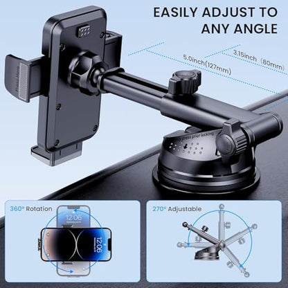 BIVGAZA Phone Holder Car [Military-Grade Suction] Universal Car Phone Holder [Thick Case Friendly] Automobile Accessories Dashboard Air Vent Windshield Phone Mount Fit for iPhone Android Smartphones - size: Large