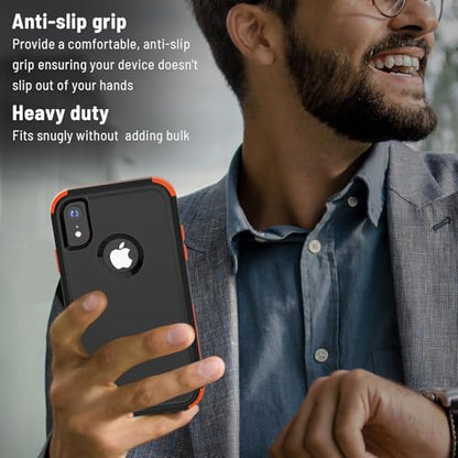 X-belmox for iPhone XR Phone Case [Dropproof] [Shockproof] - Black Orange - color: Black/Orange