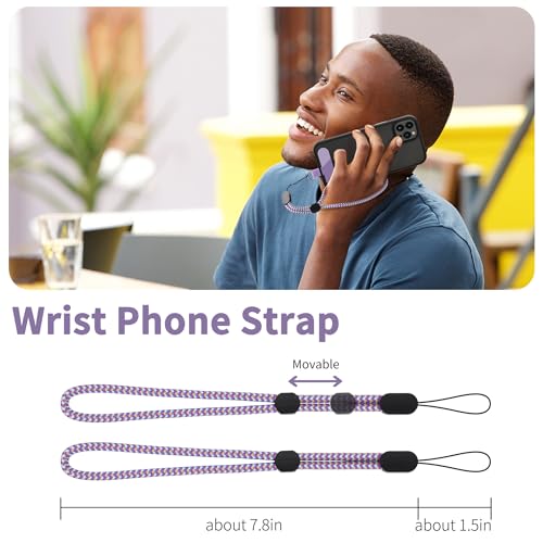 CACOE Phone Lanyard, Purple Blue, 2 Pcs - color: Purple Blue, size: 30"（Neck Strap×1）+8"（Wrist Strap×1）