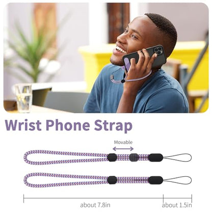 CACOE Phone Lanyard, Purple Blue, 2 Pcs - color: Purple Blue, size: 30"（Neck Strap×1）+8"（Wrist Strap×1）