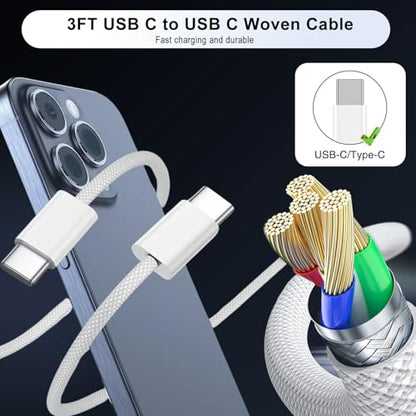 iPhone 17 Pro Max Fast Charger,2-Pack USB C 2in1 Dual PD Charging Block with USB C Woven Charger Cable for iPhone 17e/17 Pro/Air/17/iPhone 16 Pro Max/16 Plus/16e/15 Pro Max/15 Plus,iPad Pro/Air/Mini - color: Woven, size: 3ft