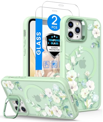 Dretal Magnetic for iPhone 11 Pro Max Case Floral,Screen Protector,Built-in Lens Ring Stand,Military-Grade Protection,Translucent Matte Magnetic Shockproof Flower Pattern Case for Women Girls-Hibiscus - color: Hibiscus, size: iPhone 11 Prp Max 6.5"