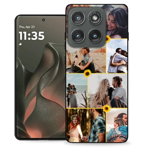 Custom for Motorola Moto Edge 2025 Case Persoanlized Photo Collage - Multi Pictures/Images Name Designed,Customize Soft Thin Slim Smartphone Cover Love Gift Him her - color: 03 Collage Sunflower