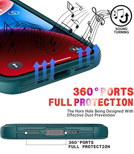 Diverbox for iPhone 14 Case [Shockproof] [Dropproof] [Tempered Glass Screen + Camera Lens Protector],Heavy Duty Protection Phone Case Cover for Apple iPhone 14 (Dark Green) - color: Dark Green-3in1