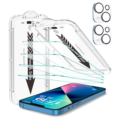 EZ-GLAZ-4+2 Pack for iPhone 13 Screen Protector (6.1") HD Clear - size: iPhone 13