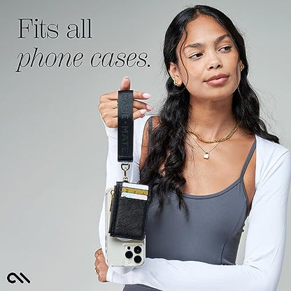 Case-Mate Phone Charm with Detachable Keychain Wallet (Card Holder) - Black | Detachable Anti-Theft Phone Strap -Hands-Free iPhone Wrist Strap for Women -Keychain Wristlet Wallet for Galaxy, Pixel & More - color: Black w/Wallet