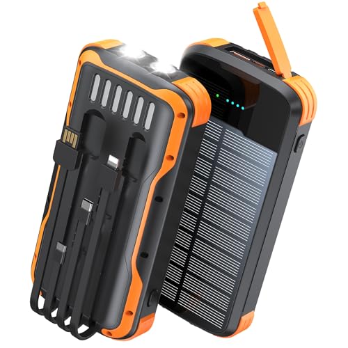 Solar Power Bank 40000mAh PD20W Fast Charging Portable Solar Charger - color: Orange