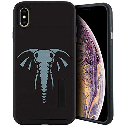CasesOnDeck Case Compatible with [Apple iPhone X | iPhone Xs][Grip Tactical] iPhone Xs Hybrid Bump and Drop Protection Case Slim Fit Dual Layer Cover (Elephant) - color: Elephant