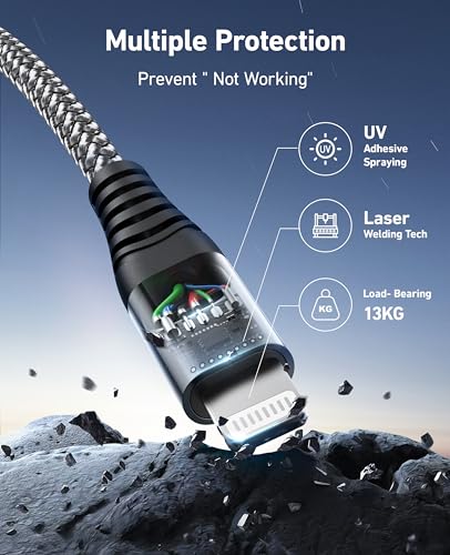 iPhone Charging Cable [Apple MFi Certified] USB Lightning Cable 6FT, 3 Pack - color: Grey, size: 6FT, style: USB to Lightning