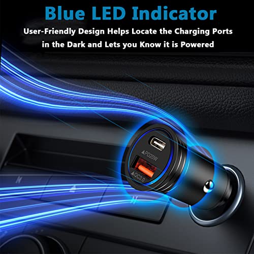 USB C Car Charger, 38W Fast Charge Car Charger Adapter PD&QC 3.0 Dual Port