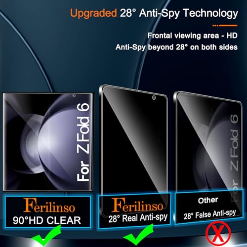 Ferilinso 2 Pack Privacy Screen Protector for Samsung Galaxy Z Fold 6 - size: Galaxy Z Fold 6-6.0 IN