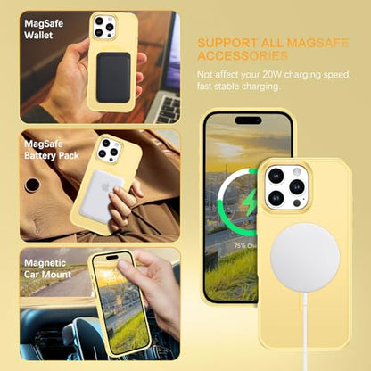 BENTOBEN Magnetic for iPhone 16 Pro Max Case,(Compatible with MagSafe) (Military Grade Drop Protection) Slim Translucent Matte Shockproof with Anti-Fingerprint Phone Case 6.9",Yellow - color: Yellow
