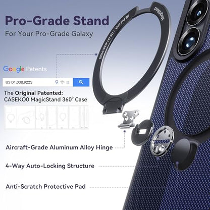 CASEKOO Geo Blue for 26U Case with 360 Spin Magnetic Stand, Fit for MagSafe | 360 Spin Magnetic Stand, Fit for MagSafe, 18FT MIL-STD Protection, Invisible Ring Holder Phone Case - color: Two-Tone Blue