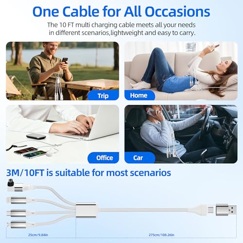 4 in 2 Garmin Watch Charger Cable wiith USB C Multi Charging Cable-10FT/3M