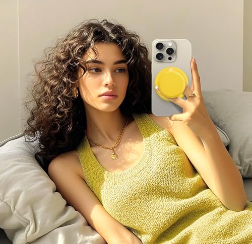 for MagSafe Phone Grip,Soft Silicone Magnetic Collapsible Cell Phone Finger Grip for iPhone 17/16/15/14/13,12 and Smartphones Tablets - Yellow - color: Yellow