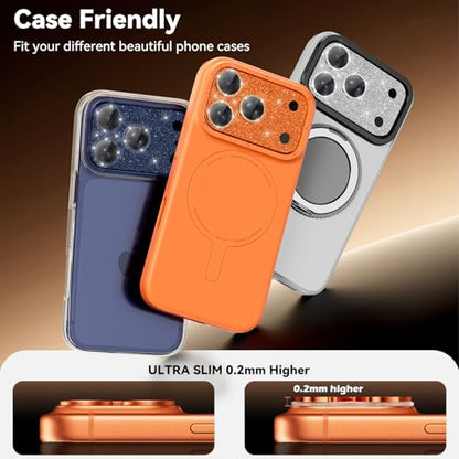 imluckies Compatible with iPhone 17 Pro Camera Lens Protector Bling, Ultra HD Tempered Glass Shiny Diamond Camera Plate Sparkle Screen Protection, 9H Anti-Scratch & Easy Install, Glitter Orange - size: 17pro 6.3" Glitter Orange