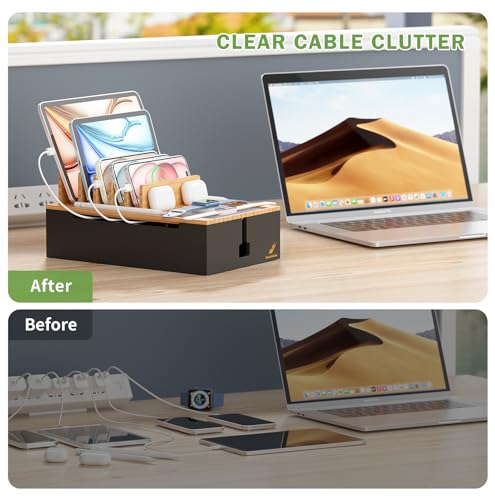 Pezin & Hulin Charging Station, Natural+Black (No USB Charger and Cables) - color: Natural+Black, size: Dock (No Charger&Cables)