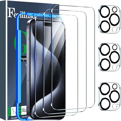 Ferilinso 3 Pack Screen Protector for iPhone 15 Pro, Tempered Glass, HD - size: iPhone 15 Pro