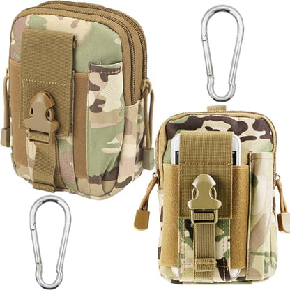 2 Pack Tactical Molle Pouch, Universal EDC Waist Bag Pouches, Outdoor Belt Bags Gear Tool Gadget Pocket with Cell Phone Holster Kakhi - color: CP Camo