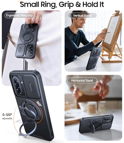 JAME for Samsung Galaxy A17/A16 5G Phone Case with Stand Slide Camera Cover - color: Black, size: Galaxy A16/A17