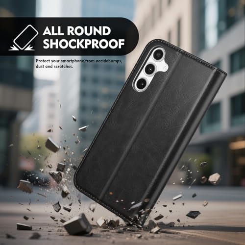 Compatible with Samsung Galaxy S25 Case Wallet with Card Holder [4 Card Slots] Kickstand [RFID Blocking] PU Leather Phone Case Flip Folio Protective Cover TPU Shockproof,Black - color: Black, size: Samsung Galaxy S25 5G