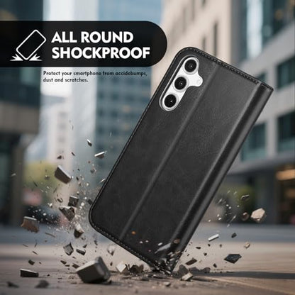 Compatible with Samsung Galaxy S25 Case Wallet with Card Holder [4 Card Slots] Kickstand [RFID Blocking] PU Leather Phone Case Flip Folio Protective Cover TPU Shockproof,Black - color: Black, size: Samsung Galaxy S25 5G