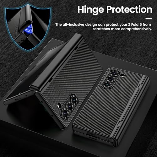 VEGO for Samsung Galaxy Z Fold 6 Case with Privacy Screen Protector - color: Carbon Fiber