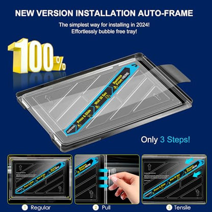 New Version Tesla Model Y/3 Screen Protector Accessories【Matte No Glare! Anti Fingerprint】Premium 9H Tempered Glass Screen Protector with Mounting Frame Kit for Model 3(2023-2017) /Model Y(2024-2020)