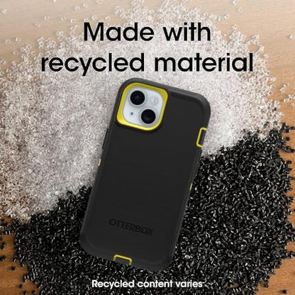 OtterBox iPhone 15, iPhone 14, & iPhone 13 (Only) - Defender Series Screenless Case - Night (Black & Yellow) - Rugged & Durable - with Port Protection - Holster Clip Includes - color: Night (Black & Yellow), style: Non-MagSafe
