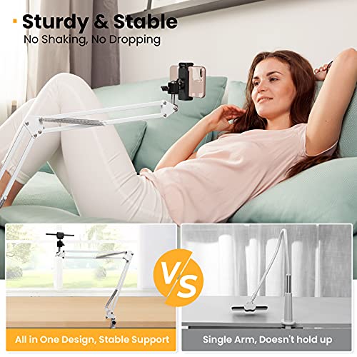 TARION Overhead Phone Stand Articulating Boom Stand Lazy Arm White