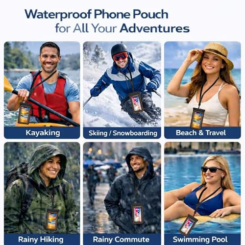 2-Pack IPX8 Floating Waterproof Phone Pouch, Dry Bag with Lanyard, Fits up to 7.2”, Compatible with iPhone 16/15/14/13 Pro Max, Galaxy S25/S24 Ultra, Pixel for Snorkeling, Kayaking(Black-Black) - color: Black /Black